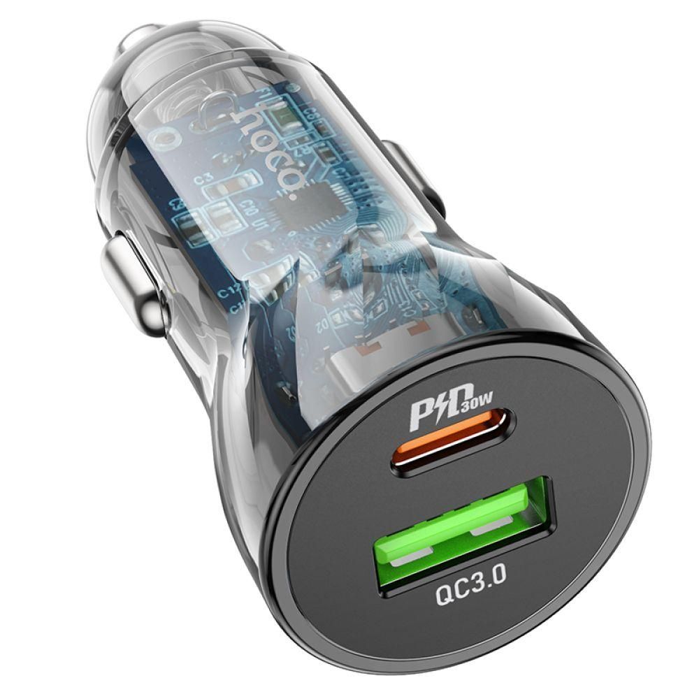 Автомобільний Зарядний Пристрій Hoco Z47A Transparent PD30W+QC3.0 Автомобільний Зарядний Пристрій Hoco Z47A Transparent PD30W+QC3.0