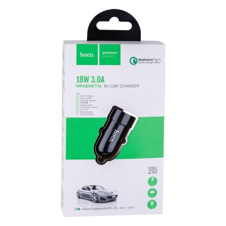 Авто Зарядное Устройство Hoco Z32 Speed Up QC3.0 18W 3A Мятая упаковка Цвет Черный