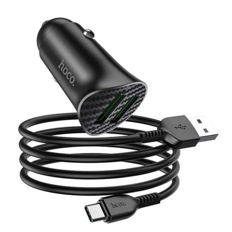 Автозарядний пристрій Hoco Z39 QC3.0 Type-C 2USB Колір Чорний