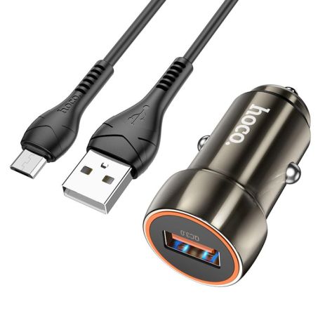Автозарядний пристрій Hoco Z46 QC3.0 18W Micro Колір Металево-сірий