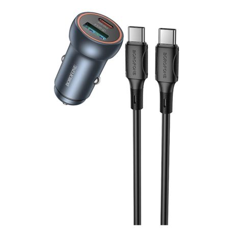Автомобільний Зарядний Пристрій Borofone BZ32A 1USB/1USB-C QC/PD30W+Type-C to Type-C Автомобільний Зарядний Пристрій Borofone BZ32A 1USB/1USB-C QC/PD30W+Type-C to Type-C