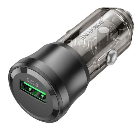Автозарядний пристрій Borofone BZ23 1USB QC18W Колір Прозоро-чорний