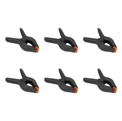 Пластиковые пружинные струбцины, комплект 6 шт |7х5 см, раскрытие до 3 см | Black-Orange