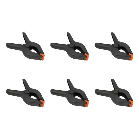 Пружинні пластикові затискачі (6 шт, 7х5 см, до 3 см), Black-Orange