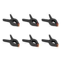 Пружинні пластикові затискачі (6 шт, 7х5 см, до 3 см), Black-Orange