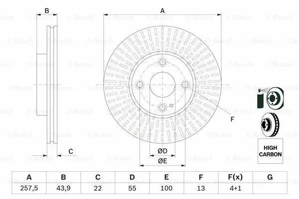 Диск тормозной MAZDA 2, BOSCH (0986479E56) Диск тормозной MAZDA 2, BOSCH (0986479E56)