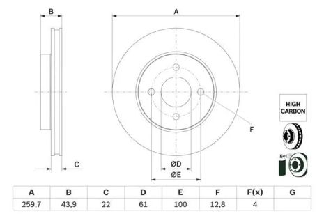 Диск тормозной BOSCH (0986479G95) Диск тормозной BOSCH (0986479G95)