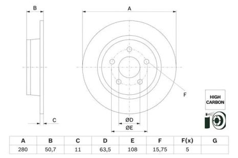 Диск гальмівний FORD TRANSIT, BOSCH (0986479G71) Диск гальмівний FORD TRANSIT, BOSCH (0986479G71)