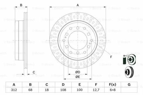 Диск гальмівний TOYOTA LAND, BOSCH (0986479F07) Диск гальмівний TOYOTA LAND, BOSCH (0986479F07)