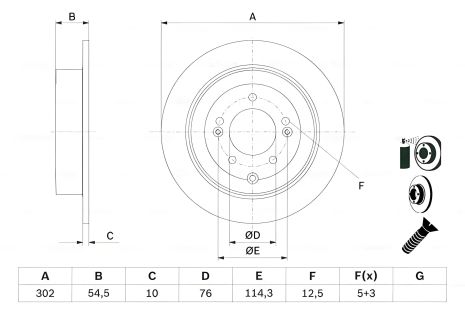 Тормозной диск HYUNDAI (BEIJING), KIA SPORTAGE, BOSCH (0986479E43)