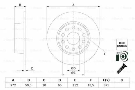 Диск тормозной CUPRA ATECA, VW T-ROC, BOSCH (0986479F23) Диск тормозной CUPRA ATECA, VW T-ROC, BOSCH (0986479F23)