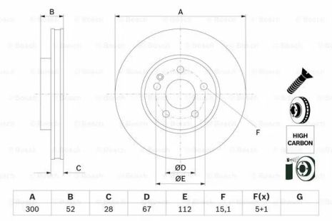 Диск гальмівний MERCEDES-BENZ MARCO, BOSCH (0986479D57) Диск гальмівний MERCEDES-BENZ MARCO, BOSCH (0986479D57)