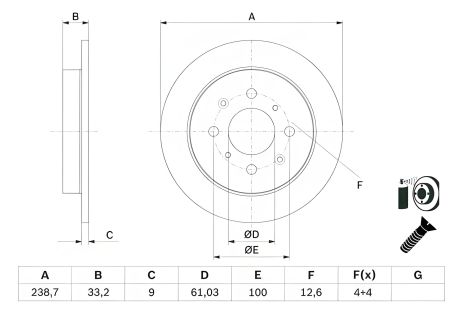 Тормозной диск для HONDA JAZZ, BOSCH (0986479F34) Тормозной диск для HONDA JAZZ, BOSCH (0986479F34)