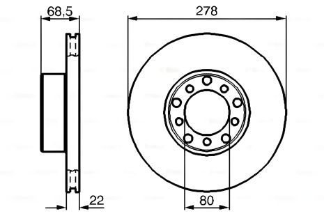 Гальмівний диск MERCEDES-BENZ SL, BOSCH (0986478061) Гальмівний диск MERCEDES-BENZ SL, BOSCH (0986478061)