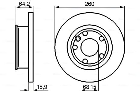 Гальмівний диск VW TRANSPORTER від BOSCH, артикул 0986478547