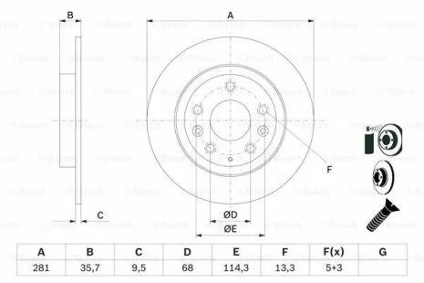 Диск тормозной MAZDA CX-3, BOSCH (0986479E55) Диск тормозной MAZDA CX-3, BOSCH (0986479E55)