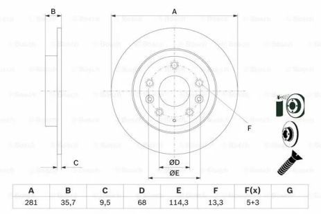Диск тормозной MAZDA CX-3, BOSCH (0986479E55) Диск тормозной MAZDA CX-3, BOSCH (0986479E55)