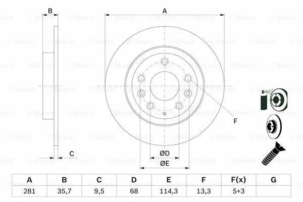 Диск тормозной MAZDA CX-3, BOSCH (0986479E55) Диск тормозной MAZDA CX-3, BOSCH (0986479E55)