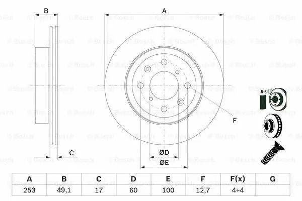 Диск тормозной SUBARU JUSTY, SUZUKI WAGON, BOSCH (0986479E75) Диск тормозной SUBARU JUSTY, SUZUKI WAGON, BOSCH (0986479E75)