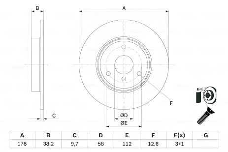 Гальмівний диск для SMART FORTWO, BOSCH (0986479E74)