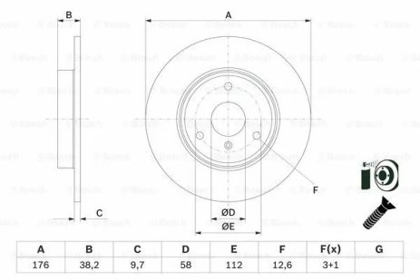Диск гальмівний SMART FORTWO, BOSCH (0986479E74) Диск гальмівний SMART FORTWO, BOSCH (0986479E74)