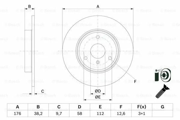 Диск тормозной SMART FORTWO, BOSCH (0986479E74) Диск тормозной SMART FORTWO, BOSCH (0986479E74)