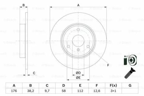 Диск тормозной SMART FORTWO, BOSCH (0986479E74) Диск тормозной SMART FORTWO, BOSCH (0986479E74)