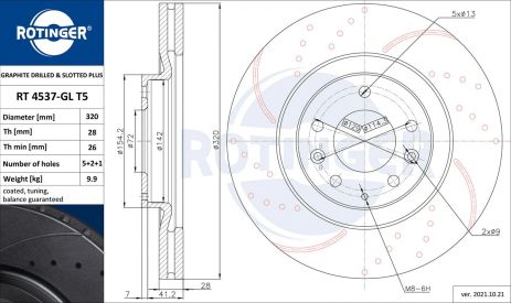 Диск тормозной FORD USA, MAZDA CX-9, ROTINGER (RT4537GLT5) Диск тормозной FORD USA, MAZDA CX-9, ROTINGER (RT4537GLT5)