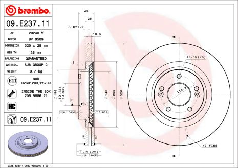 Гальмівний диск BREMBO для INOKOM SANTA і KIA (09E23711)