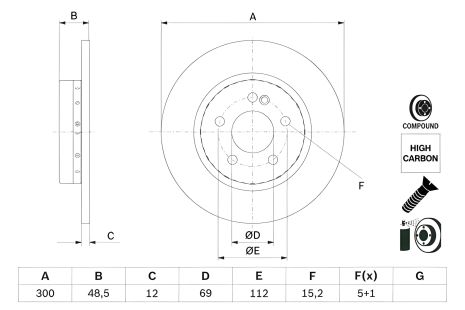 Гальмівний диск MERCEDES-BENZ C-CLASS, BOSCH (0986479H49) Гальмівний диск MERCEDES-BENZ C-CLASS, BOSCH (0986479H49)