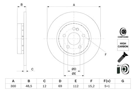 Гальмівний диск MERCEDES-BENZ C-CLASS, BOSCH (0986479H49) Гальмівний диск MERCEDES-BENZ C-CLASS, BOSCH (0986479H49)