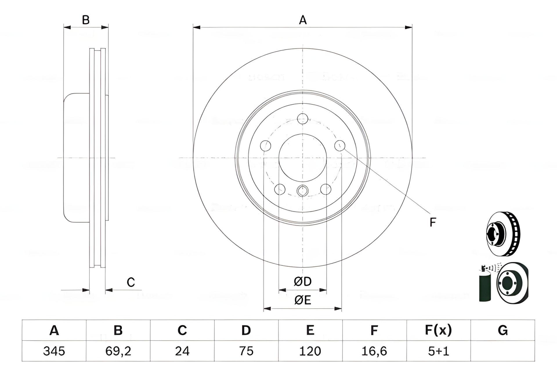 Гальмівний диск для BMW 6 (BOSCH, 0986479D59) Гальмівний диск для BMW 6 (BOSCH, 0986479D59)