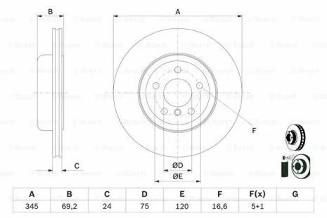 Диск гальмівний BMW 6, BOSCH (0986479D59) Диск гальмівний BMW 6, BOSCH (0986479D59)