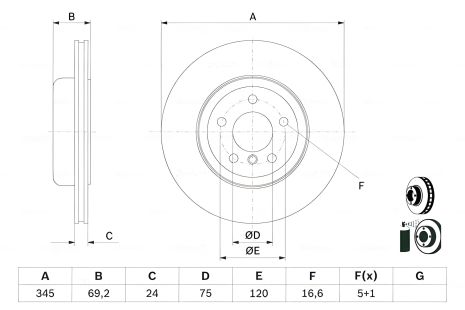 Гальмівний диск для BMW 6 (BOSCH, 0986479D59) Гальмівний диск для BMW 6 (BOSCH, 0986479D59)