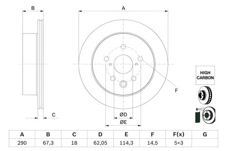 Тормозной диск LEXUS IS, BOSCH (0986479G64)
