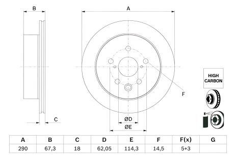 Тормозной диск LEXUS IS, BOSCH (0986479G64)
