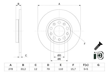 Гальмівний диск для JEEP CHEROKEE, BOSCH (0986479G21)