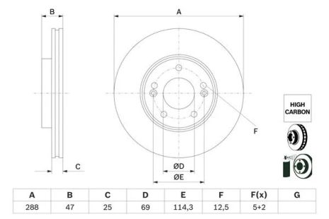 Диск гальмівний 0986479G24 BOSCH Диск гальмівний 0986479G24 BOSCH