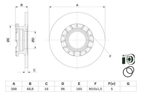 Диск гальмівний зад, FORD 1783910, FORD TRANSIT, BOSCH (0986479F62) Диск гальмівний зад, FORD 1783910, FORD TRANSIT, BOSCH (0986479F62)