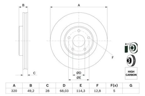 Диск гальмівний NISSAN MURANO, INFINITI QX60, BOSCH (0986479F33) Диск гальмівний NISSAN MURANO, INFINITI QX60, BOSCH (0986479F33)