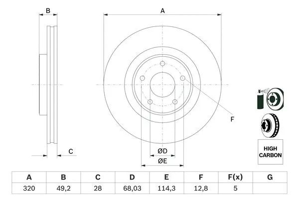 Диск гальмівний NISSAN MURANO, INFINITI QX60, BOSCH (0986479F33) Диск гальмівний NISSAN MURANO, INFINITI QX60, BOSCH (0986479F33)