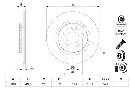 Тормозной диск для MERCEDES-BENZ E-CLASS от BOSCH (0986479H50)
