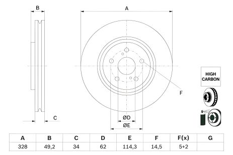 Тормозной диск TOYOTA bZ4X, LEXUS RX, BOSCH (0986479H04) Тормозной диск TOYOTA bZ4X, LEXUS RX, BOSCH (0986479H04)