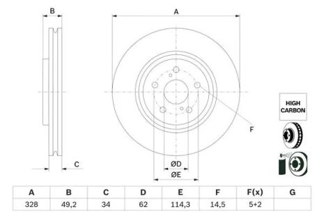 Диск гальмівний TOYOTA bZ4X, LEXUS RX, BOSCH (0986479H04) Диск гальмівний TOYOTA bZ4X, LEXUS RX, BOSCH (0986479H04)