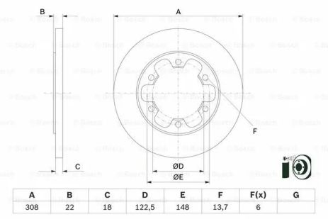 Диск тормозной FORD TRANSIT, BOSCH (0986479D43)