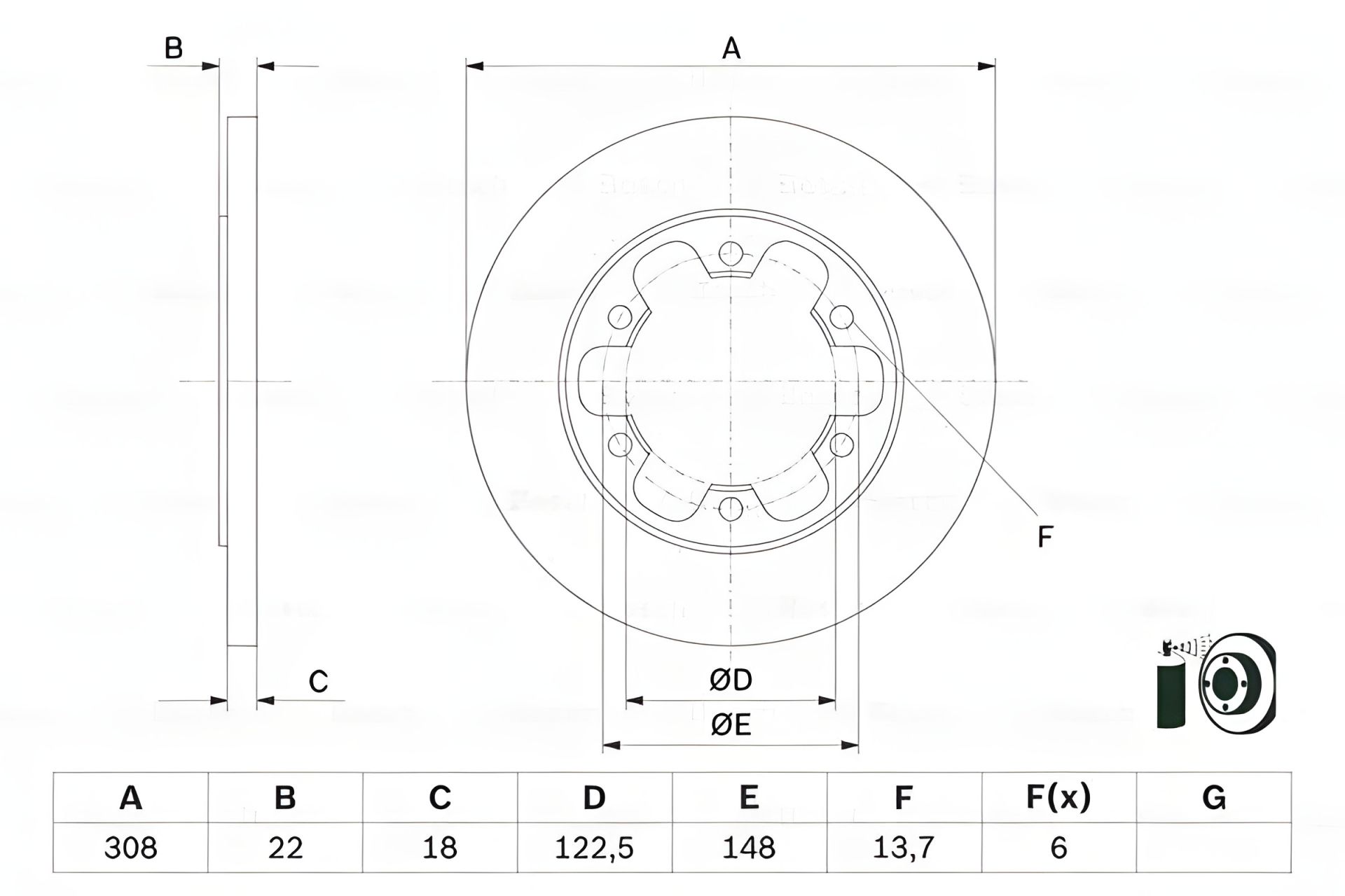 Передний тормозной диск Ford Transit, BOSCH (0986479D43) Передний тормозной диск Ford Transit, BOSCH (0986479D43)