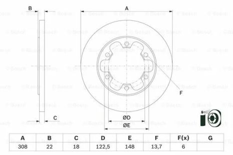 Диск гальмівний FORD TRANSIT, BOSCH (0986479D43) Диск гальмівний FORD TRANSIT, BOSCH (0986479D43)