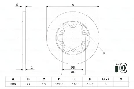 Передний тормозной диск Ford Transit, BOSCH (0986479D43) Передний тормозной диск Ford Transit, BOSCH (0986479D43)