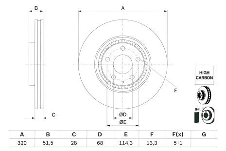 Гальмівний диск MAZDA CX-5, BOSCH (код 0986479H02) Гальмівний диск MAZDA CX-5, BOSCH (код 0986479H02)