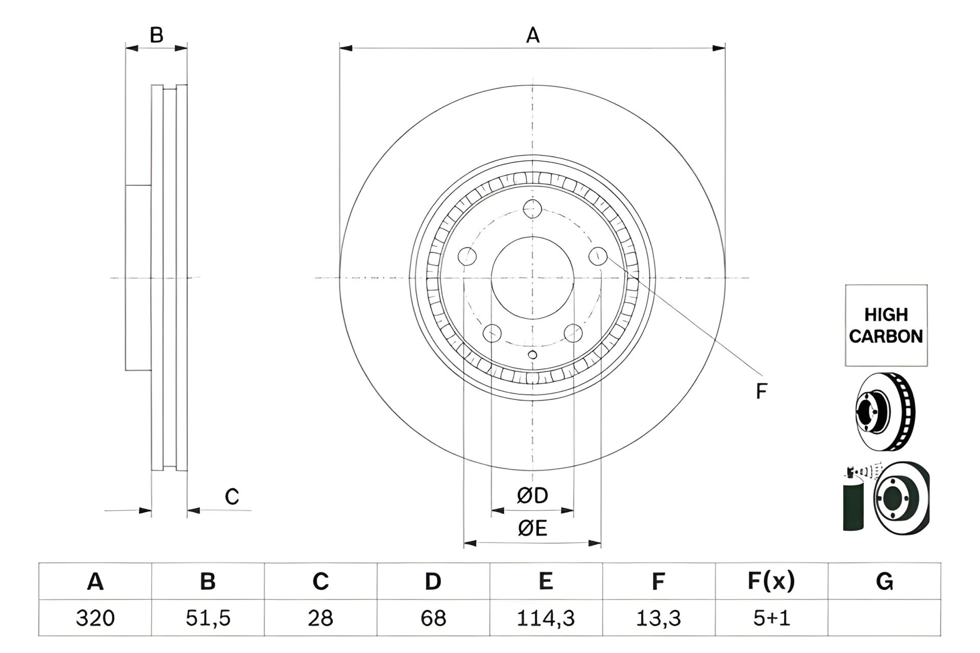 Гальмівний диск MAZDA CX-5, BOSCH (код 0986479H02) Гальмівний диск MAZDA CX-5, BOSCH (код 0986479H02)